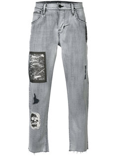 укороченные джинсы с заплатками Hudson