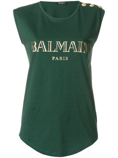 logo printed tank top Balmain