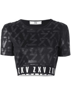 tonal pattern cropped T-shirt Versus