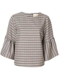 checked trumpet sleeve top Erika Cavallini
