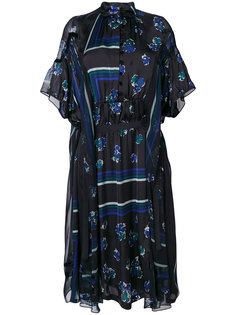 geometric and floral print sheer dress Sacai