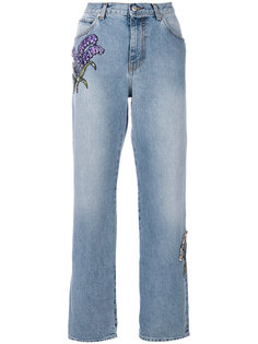 джинсы прямого кроя с цветочной вышивкой Alexander McQueen