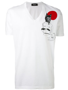 футболка с V-образным вырезом и рисунком Dsquared2