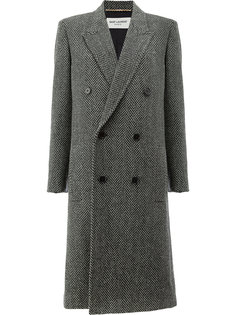 твидовое двубортное пальто Saint Laurent