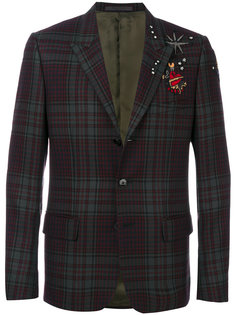 tattoo embroidered tartan blazer Valentino