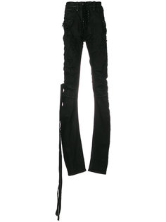 брюки со шнуровкой и потертой отделкой Unravel Project