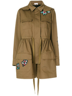flower patch parka coat Red Valentino