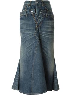 длинная джинсовая юбка с оборками Junya Watanabe Comme Des Garçons
