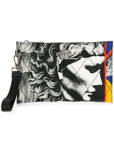 quilted clutch bag with print Versus