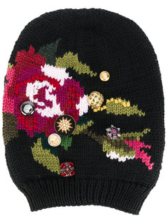 шапка-бини с цветочной вышивкой Dolce &amp; Gabbana