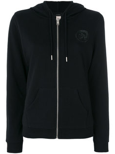 chest print zipped hoodie Diesel