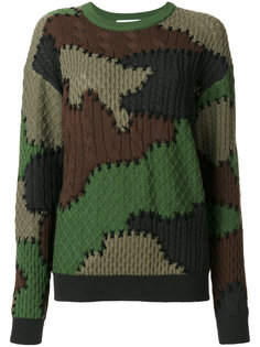 camouflage contrast knit sweater Moschino