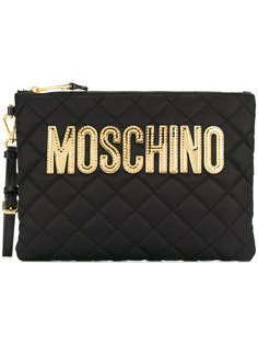 стеганый клатч с логотипом Moschino