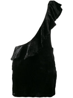 Ruffled Velvet One-Shoulder Dress Filles A Papa