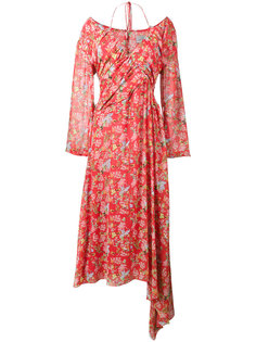 Corinne Floral Print Off-Shoulder Halterneck Dress Preen By Thornton Bregazzi
