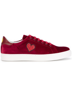 Suede Tennis Shoes with Glitter Heart and Smiley Face Anya Hindmarch