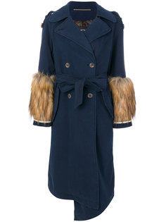 пальто-тренч с отделкой мехом Bazar Deluxe