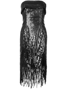 платье с бахромой и пайетками Oscar de la Renta