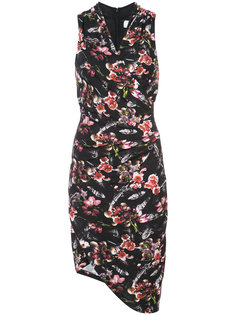 асимметричное платье с запахом и цветочным узором Nicole Miller