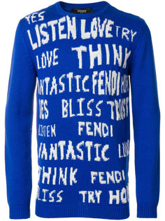 свитер с вышитым текстом Fendi