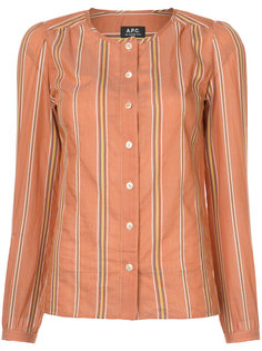 striped colarless shirt A.P.C.
