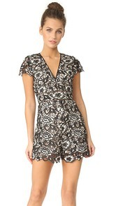alice + olivia Tinsley Deep V Neck Romper