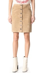 ANINE BING Button Down Suede Skirt