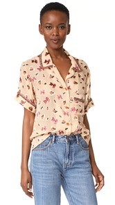 Anna Sui Bouquet &amp; Bows Burnout Chiffon Shirt