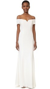 Badgley Mischka Collection Off Shoulder Short Sleeve Gown