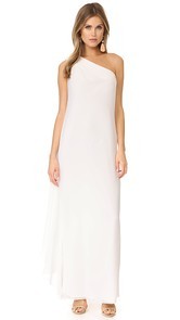 Badgley Mischka Collection One Shoulder Draped Gown