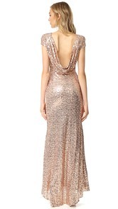 Badgley Mischka Collection Sequin Cowl Back Gown