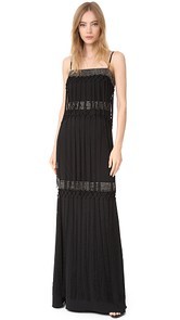 Badgley Mischka Collection Fringe Tiered Gown