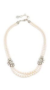 Ben-Amun Two Row Imitation Pearl Cluster Necklace