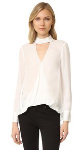 Derek Lam 10 Crosby Long Sleeve Blouse with Collar Detail
