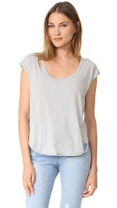 Chaser Deconstructed Scoop Neck Cap Sleeve Tee