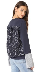 Clu Mix Media Sweatshirt with Lace Panel