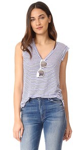 cupcakes and cashmere Knoll Stripe V-Neck Tee