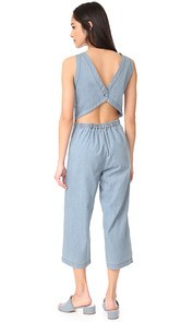 cupcakes and cashmere Hoffman Cropped Button Back Jumpsuit