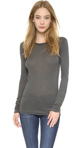 Enza Costa Bold Long Sleeve Crew Neck Tee