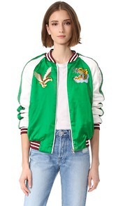 endless rose Patch Detail Reversible Bomber Jacket