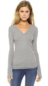 Enza Costa Cuffed V Neck Top