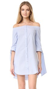 ENGLISH FACTORY Stripe Off Shoulder Dress