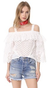 endless rose Cold Shoulder Top with Tiered Sleeves