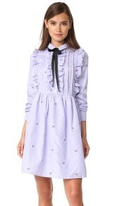 ENGLISH FACTORY Ruffle Embroidery Dress with Tie