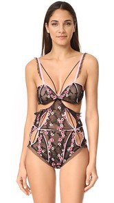 For Love &amp; Lemons Peony Embroidered Bodysuit