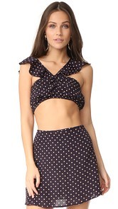 For Love &amp; Lemons Polka Crop Top