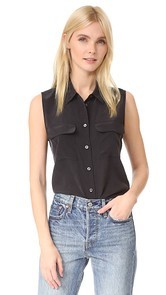 Equipment Sleeveless Slim Signature Blouse