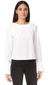 FRAME Voluminous Cuff Poplin Top