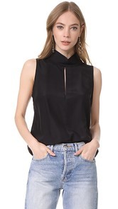 FRAME Mock Neck Silk Blouse