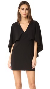 Halston Heritage V Neck Crepe Dress with Cape